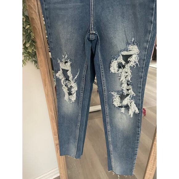 Free People Phoenix Ripped Skinny Jeans Size 26 Distressed Blue Denim - Picture 6 of 14